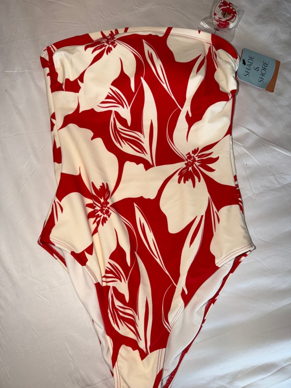 Shade & Shore Red & White Floral One-Piece Swimsuit